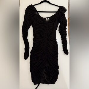 Windsor Black Long Sleeve Ruched Dress